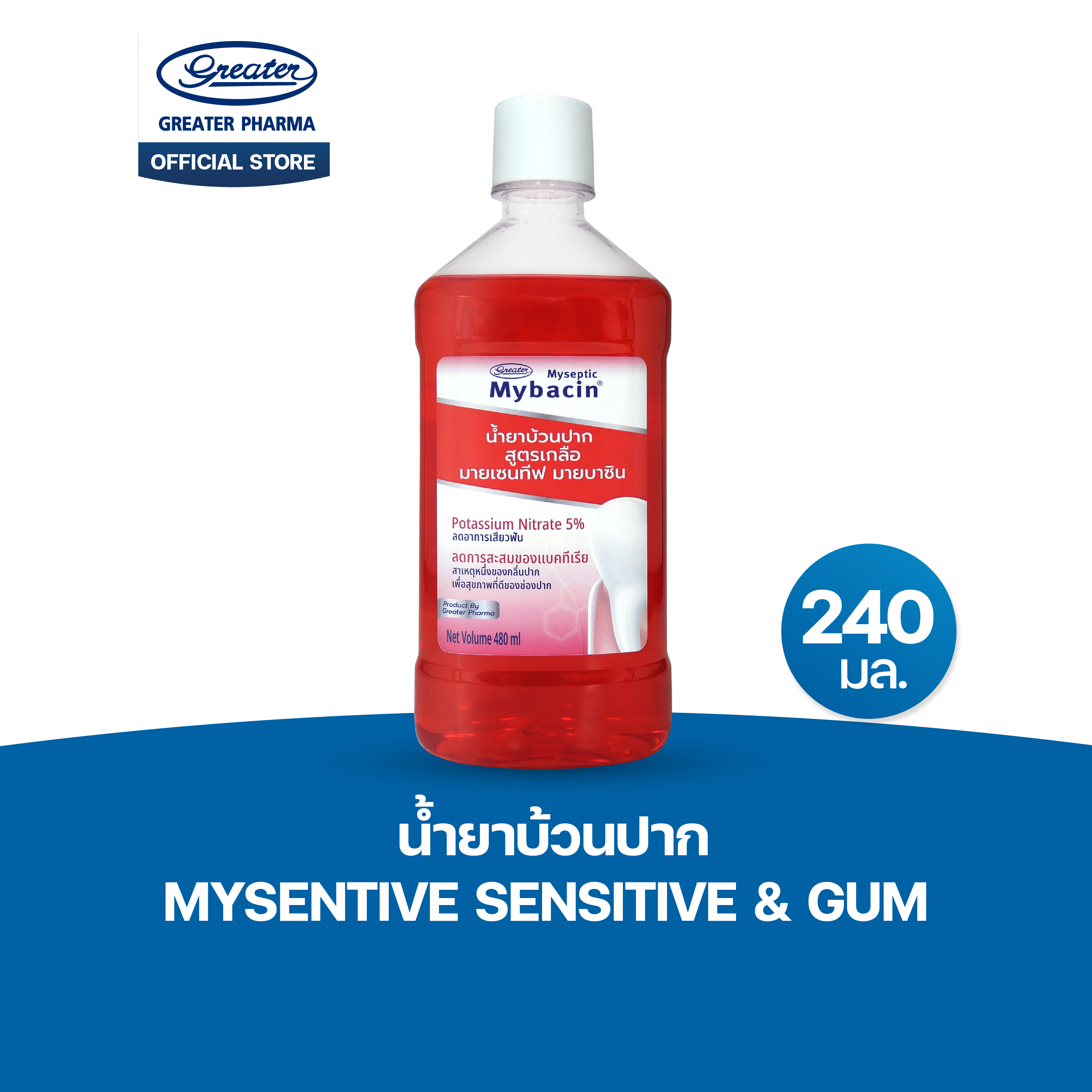 น้ำยาบ้วนปากมายบาซิน มายเซนทีฟ สูตรออริจินัล ขนาด 240 มล.