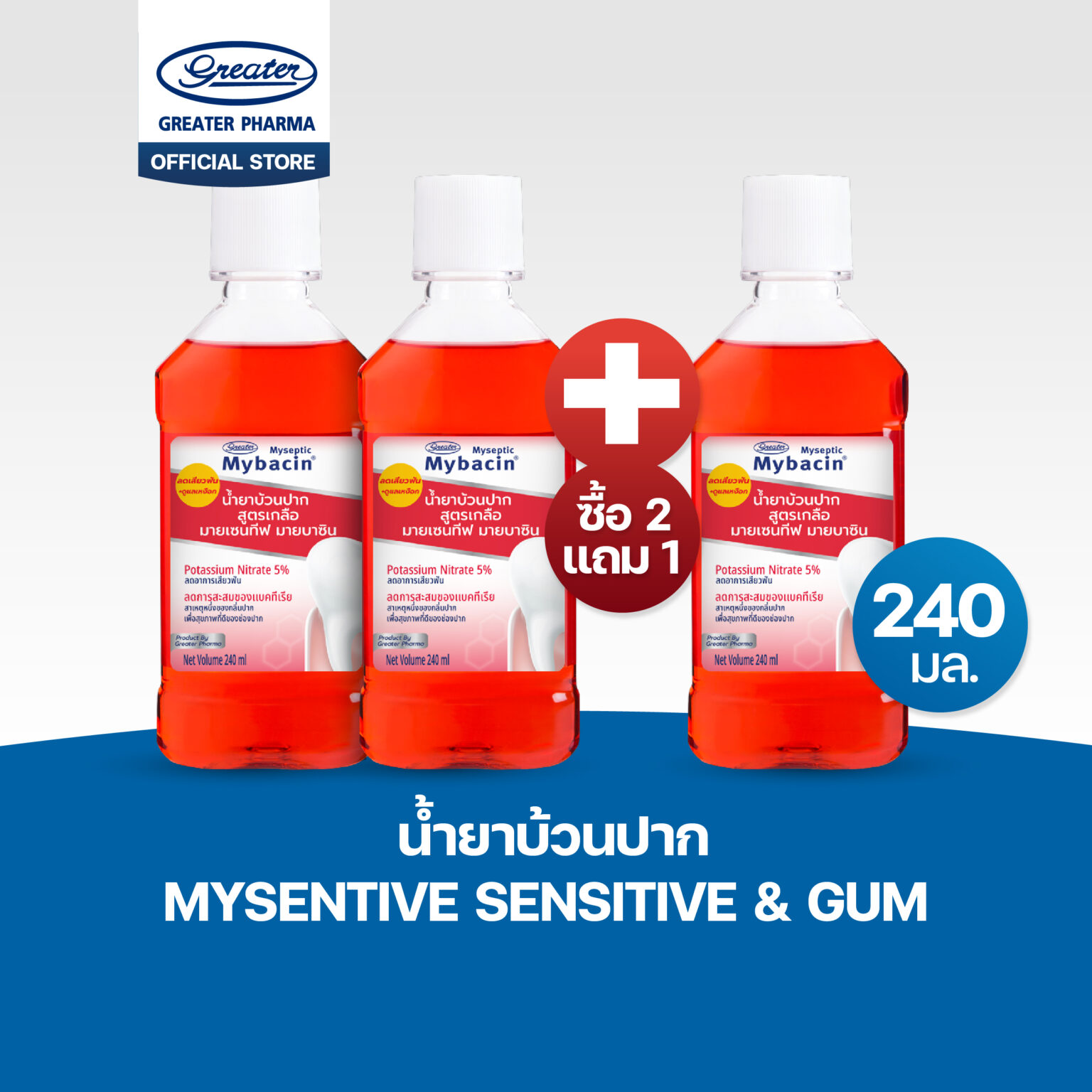 น้ำยาบ้วนปากมายบาซิน มายเซนทีฟ สูตรออริจินัล ขนาด 240 มล. - Image 2